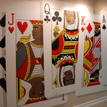 Monopoly Mural and Poker Cards Mural hand painted by Tom Taylor in a Game Room