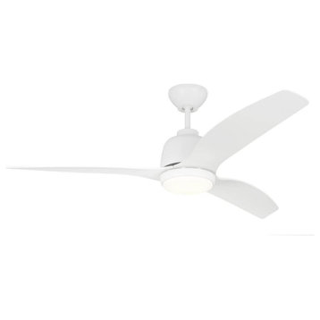 Visual Comfort Fan Avila 54" 3 Blade LED Outdoor Ceiling Fan, Matte White