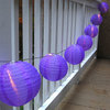 Battery Operated String Light With 6" Nylon Lanterns, Set of 10, Purple