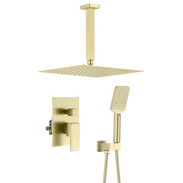 Ceiling Mounted 2-Function Shower System, Rough, Valve, Brushed Gold