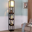 Brightech Maxwell Drawer Edition - Shelf & LED Floor Lamp Combination, Havana Br