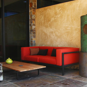 Apollonian 5' green/bronze Water Fountain on Covered Patio