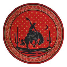 Cowboy Carpets, Western Area Rug, Midnight Bronco, 5'4" Round