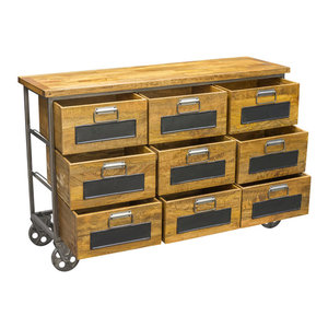 Technic 9 Drawer Apothecary Chest On Wheels With Blackboard Drawer