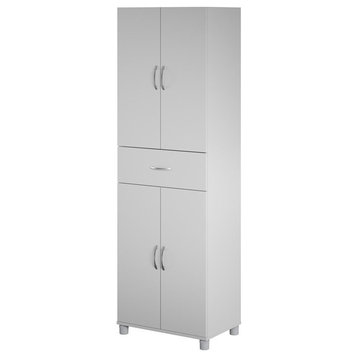 Pemberly Row Modern Storage Cabinet with Drawer in Dove Gray