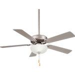 Minka Aire - Minka Aire F448L-BS Contractor II Uni-Pack - 52" Ceiling Fan with Light Kit - 1593.8  92  15000 HoContractor II Uni-Pa Brushed Steel Silver *UL Approved: YES Energy Star Qualified: n/a ADA Certified: n/a  *Number of Lights: Lamp: 2-*Wattage:10w A-19 LED bulb(s) *Bulb Included:Yes *Bulb Type:A-19 LED *Finish Type:Brushed Steel
