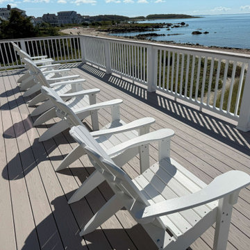 TimberTech Deck with Drink Rail, ADA Rail Upgrades Wareham, MA Coastal Cottage