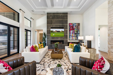 Transitional living room photo in Austin