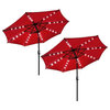 LAGarden 2-Pieces 9' Outdoor Solar Patio Umbrella With 32 Leds Crank Tilt, Red