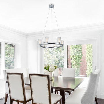 Carter 20W LED Integrated Energy Star 6-Light Chandelier, Chrome, Clear Glass Sh