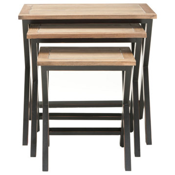 Rigsby Stacking Tray Tables, Black Oak