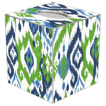 Seaside Ikat Tissue Box Cover, Paper Mache Tissue