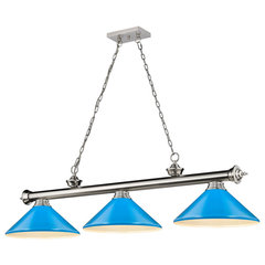 Z-Lite 152MB-DWL14 46 In. Cobalt 3 Matte Black Island & Billiard Ceiling Light White Linen Glass