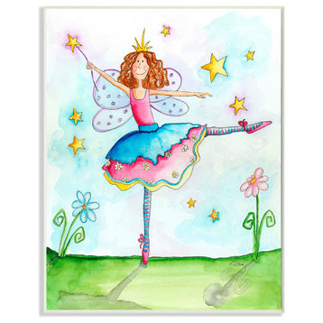 Stupell Industries Twinkle Toes Ballerina Fairy, 10"x15", Wood Wall Art