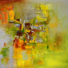 40"x30" Olivine Original Large Green Yellow Modern Abstract Painting