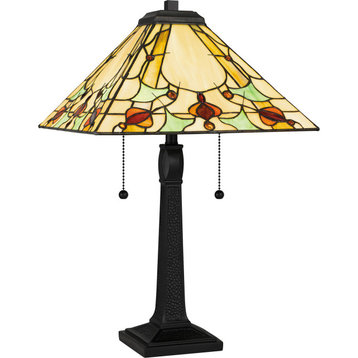 Quoizel TF5623MBK 2-Light Table Lamp, Tiffany