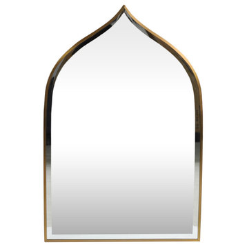 Otis Contemporary Bell Shaped Wall Mirror, Brushed Brass