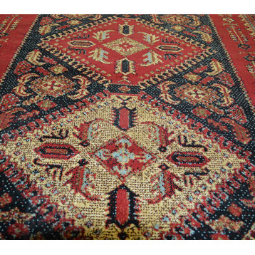 Brentwood Tribal Red Contemporary Area Rug, 5'3"x7'3"