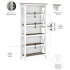 Key West Tall 5 Shelf Bookcase in Pure White and Shiplap Gray - Engineered Wood