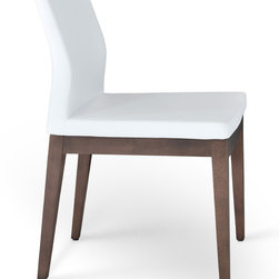 Pasha & Walnut Base- White Leatherette - Dining Chairs