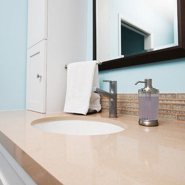 Refreshing Blue & White Master Bathroom Remodel in Torrance, CA.