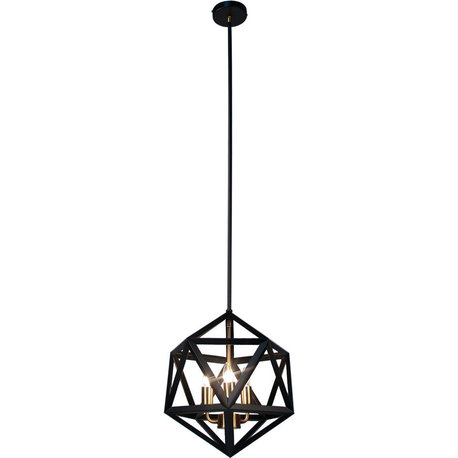 Archello Light Chandelier - Matte Black, Antique Brass, 3