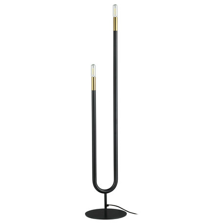 Wand Modern 2 Light Matte Black Aged Brass Metal Floor Lamp