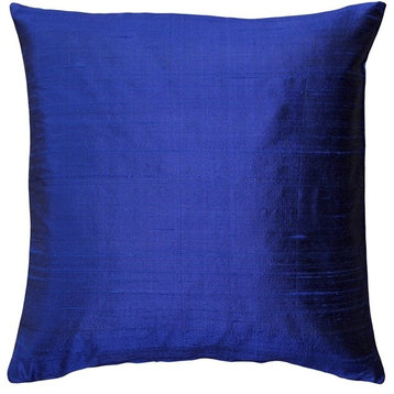 Pillow Decor Sankara Silk Throw Pillows 20"x20", Dark Blue