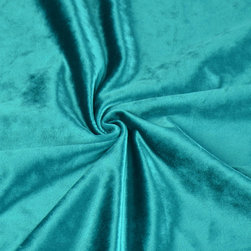 Hotham Green and Blue Plain Ready Made Velvet Curtains and Fabrics Persian Green - Upholstery Fabric