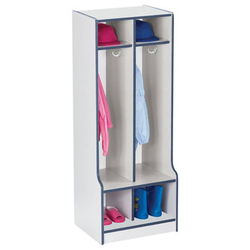 Rainbow Accents 2 Section Coat Locker with Step - Navy