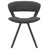 Ulric Wood and Metal Modern Dining Room Accent Chair, Charcoal/Black