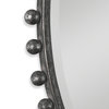 Elegant Beaded Spheres Round 32" Wall Mirror Vanity Mantel Black Silver Metal