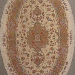 Oval Persian Tabriz rug 4'6 X 7' - Area Rugs