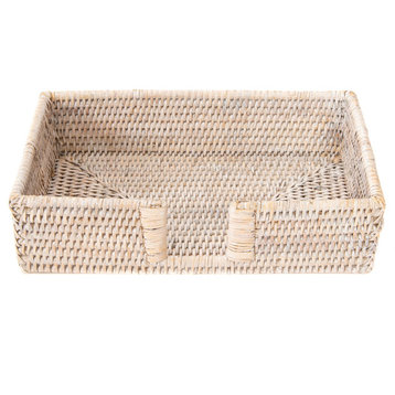 Artifacts Rattan™ Guest Towel - Rectangular Napkin Holder with Cutout, White Wash