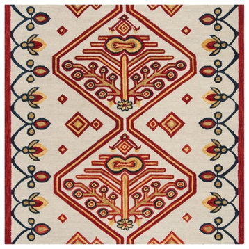 Southwestern Area Rug, Pure Wool With Unique Tribal Pattern, Multi, 7' Square