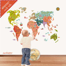 Vinilo infantil de tela Mapamundi fant&aacute;stico - Kids Wall Decor