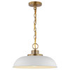 Nuvo Lighting Colony 1-Light Small Pendant, White/Burnished Brass, 60-7480