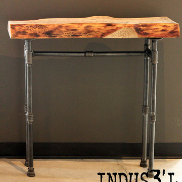 Wood and Pipe Console Table