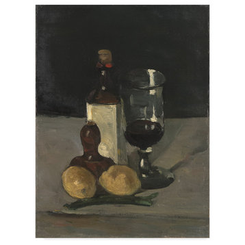 Paul Cezanne 'Still Life With Bottle Glass And Lemons' Canvas Art, 47"x35"
