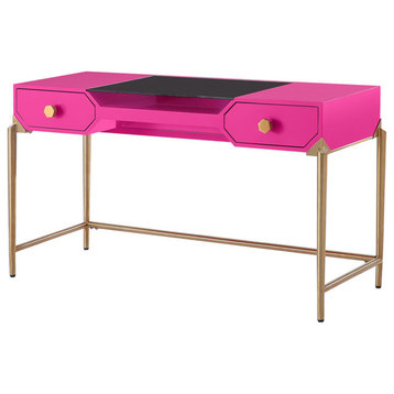 Pink and Gold Computer Desk, Writing Desk