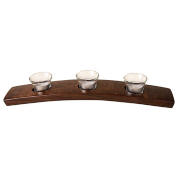 Small Wine Stave Candleholder, Red Mahogany