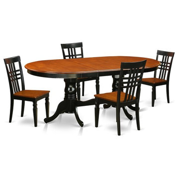 5-Piece Kitchen Table Set With a Table and 4 Dining Chairs, Black and Cherry