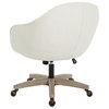 Nora Office Chair in Linen Cream Fabric with Gray Brush Wood Base KD