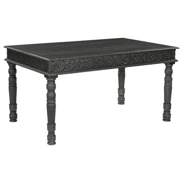 Wiley Carved Dining Table, Antique Black, 60" W