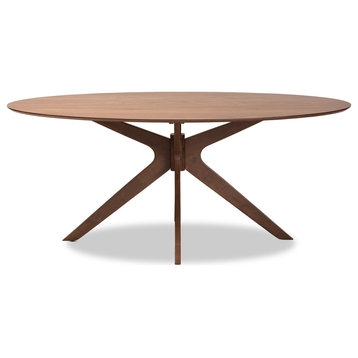 Monte Mid-Century Brown Finished Wood 71-Inch Oval Dining Table