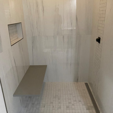 MASTER BATHROOM - Shower 24"x48" Wall Tile/Mosaic Floor + Accent / Linear Drain