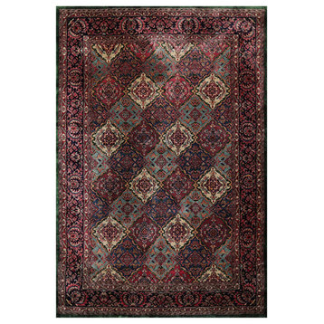 6'5''x9'6'' Hand Knotted Wool Oriental Area Rug Plum, Blue Color