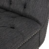 Meigs Varnell Contemporary Button Tufted Chaise Lounge, Charcoal + Walnut