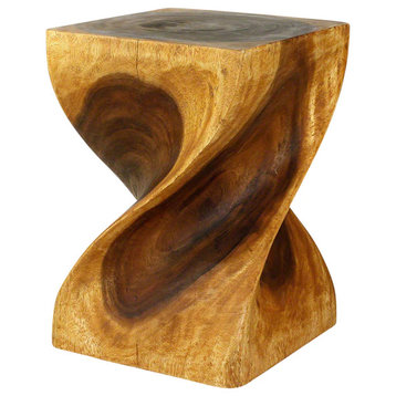 Haussmann Big Twist Wood Stool Table 14 in SQ x 20 in H Oak Oil