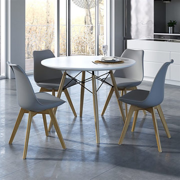Eiffel / Luft 5-Piece Dining Set - Gray Seat / Gray Cushion